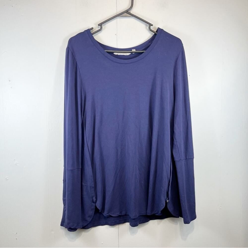Soft Surroundings Bonair Navy Blue Long Sleeve Blouse Size Woman's Large